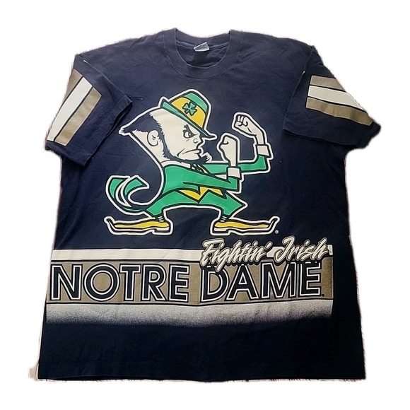 Salem Sportswear Other - Vintage Notre Dame T Shirt XL Salem Sportswear Single Stitch USA‎ Navy Blue AOP